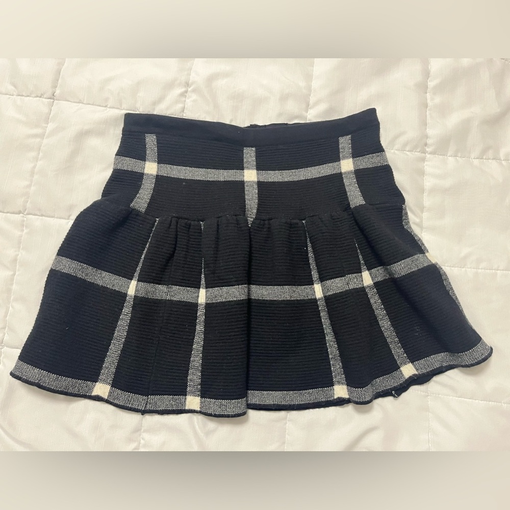 Alice and Olivia Kimbra Drop Waist Knit Skirt Plaid Size Large - Picture 2 of 4